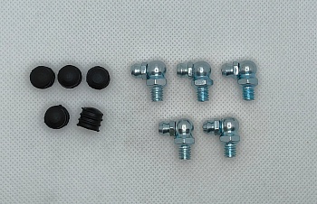 Комплект угловых пресс-масленок М6х1 90 градусов с защитным колпачком 10 шт Комплект угловых пресс-масленок М6х1 90 градусов с защитным колпачком 10 шт